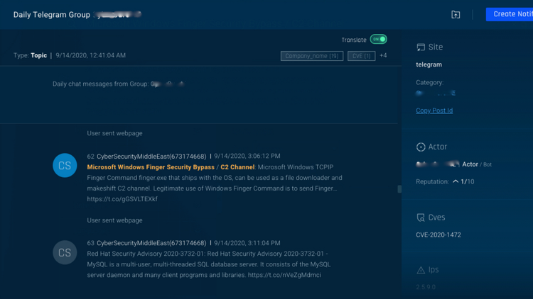 Cybersixgill Darkfeed Screenshot